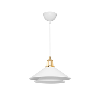 GloboStar® FERRO 203-0268 Μοντέρνο Κρεμαστό Φωτιστικό Καμπάνα Μονόφωτο 1 x E27 IP20 Λευκό & Χρυσό Πλαστικό - Μ22 x Π22 x Υ83cm