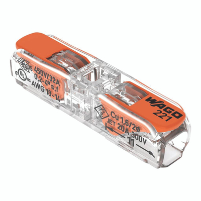 WAGO 221 CONNECTOR, 2 CONDUCTORS 0,02-4 MM2