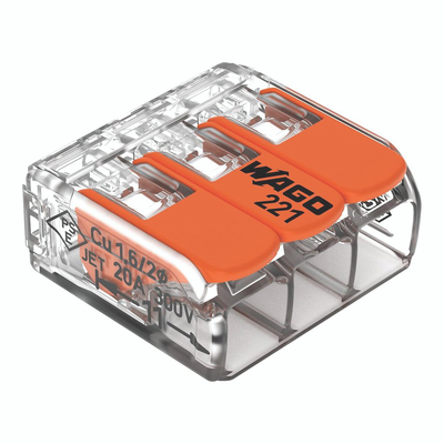 WAGO 221 CONNECTOR, 3 CONDUCTORS 0,5-6 MM2