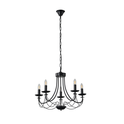 ΦΩΤΙΣΤΙΚΟ ΚΡΕΜΑΣΤΟ ΔΙΑΦΑΝΕΣ ΓΥΑΛΙ 5ΦΩΤΟ 5XE14 MAX 15W 470X630mm ΜΑΥΡΟ ARTE ILLUMINA KRISTALLO