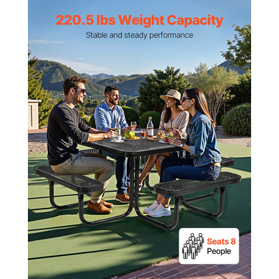 Τραπέζι πικνίκ VEVOR Σετ έπιπλα τραπεζαρίας εξωτερικού χώρου από ατσάλι, ανθεκτικό στις καιρικές συνθήκες