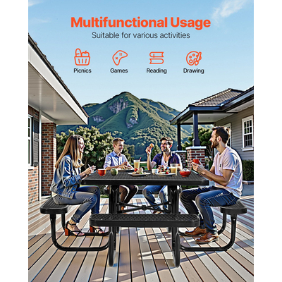 Τραπέζι πικνίκ VEVOR Σετ έπιπλα τραπεζαρίας εξωτερικού χώρου από ατσάλι, ανθεκτικό στις καιρικές συνθήκες