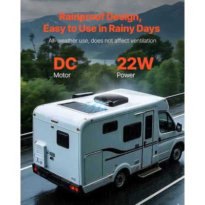 VEVOR RV Vent ανεμιστήρα οροφής 14 ιντσών αναστρέψιμος με ηλεκτρικό καπάκι βροχής