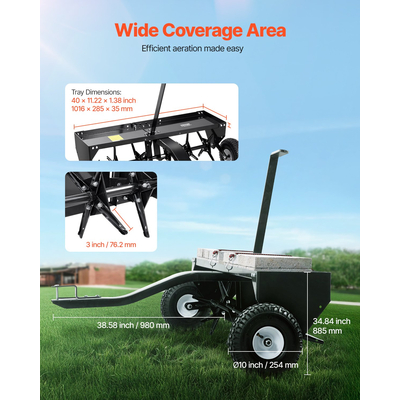 VEVOR 40" Tow Behind Plug Aerator with Universal Hitch Lawn Aerator Row Πίσω