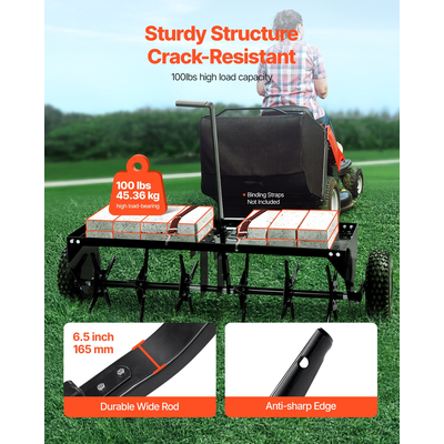 VEVOR 40" Tow Behind Plug Aerator with Universal Hitch Lawn Aerator Row Πίσω