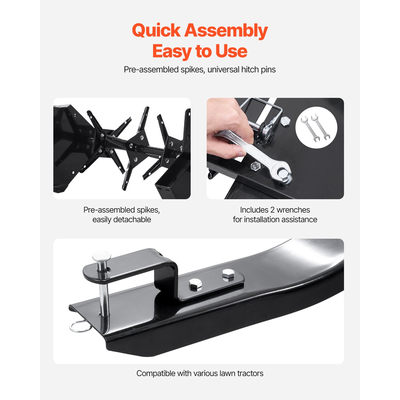 VEVOR 40" Tow Behind Plug Aerator with Universal Hitch Lawn Aerator Row Πίσω