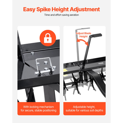 VEVOR 48" Ρυμούλκηση Πίσω Βίζα Αεριστή με Universal Hitch Lan Aerator Πίσω