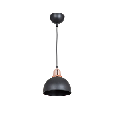 GloboStar® ΗUT 203-0145 Μοντέρνο Κρεμαστό Φωτιστικό Καμπάνα Μονόφωτο 1 x E27 IP20 Μάυρο με Χρυσό Πλαστικό - Μ17.5 x Π17.5 x Υ80cm