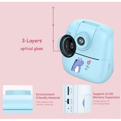 Παιδική Instant φωτογραφική μηχανή με εκτυπωτή - A19 - 811122 - Blue