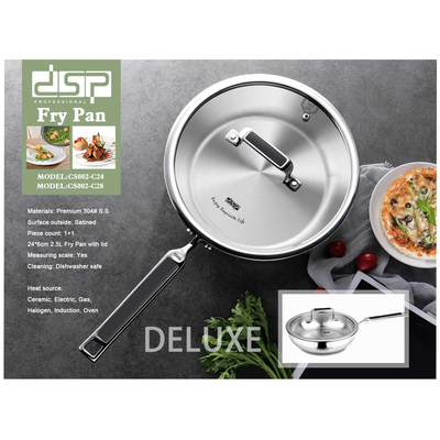 Τηγάνι ανοξείδωτο με καπάκι - 2.5L - CS002-C24 - DSP - 560539