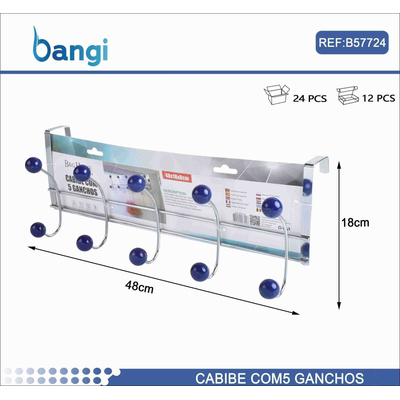 Μεταλλική κρεμάστρα πόρτας 5 θέσεων - OLD-6303 - 57724