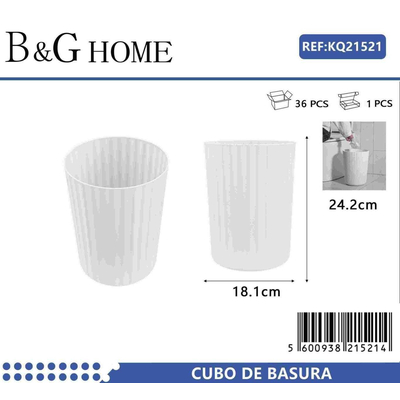 Κάδος απορριμμάτων μπάνιου πλαστικός - White - 21521