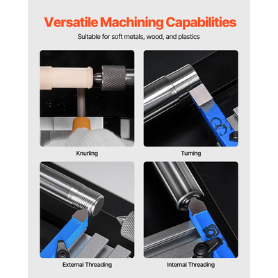 VEVOR Μίνι Τόρνος Μετάλλου 2,76 x 5,12 ίντσες Τόρνος Μετάλλου Ισχυρός 20.000 Σ.Α.Λ. 36W