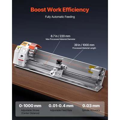 Τόρνος μετάλλου VEVOR 8,7 x 39 ίντσες με αυτόματη τροφοδοσία