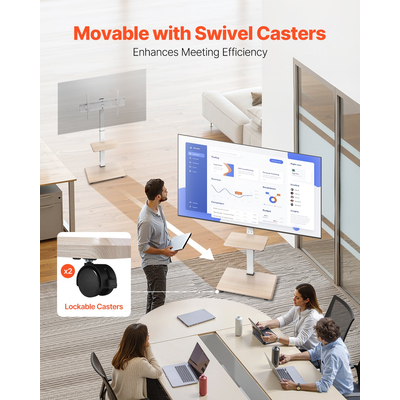 Βάση τηλεόρασης VEVOR Rolling TV Cart για φορητή τηλεόραση, χωρητικότητα έως 88 λίβρες για οθόνες 32-70 ιντσών