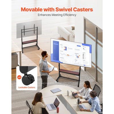 Βάση τηλεόρασης VEVOR Rolling TV Cart για φορητή τηλεόραση, χωρητικότητα έως 90 κιλά για τηλεοράσεις 55-100 ιντσών