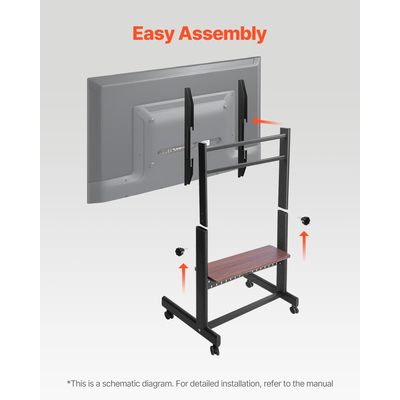 Βάση τηλεόρασης VEVOR Rolling TV Cart για φορητή τηλεόραση, χωρητικότητα έως 90 κιλά για τηλεοράσεις 55-100 ιντσών