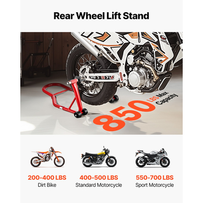 Βάση ανύψωσης μοτοσικλέτας VEVOR 850 λίβρες πίσω ανυψωτήρας με περιστρεφόμενο βραχίονα Paddock κόκκινο