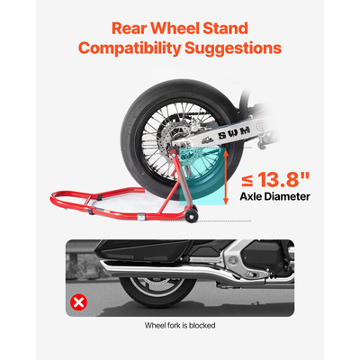 Βάση ανύψωσης μοτοσικλέτας VEVOR 850 λίβρες πίσω ανυψωτήρας με περιστρεφόμενο βραχίονα Paddock κόκκινο