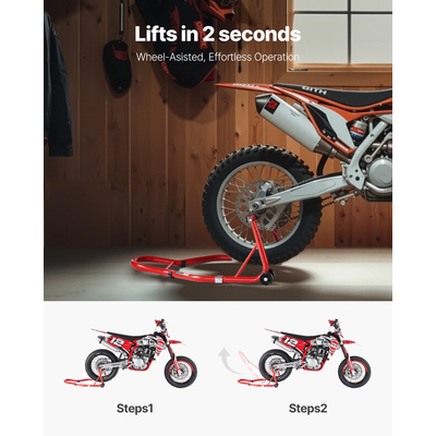 Βάση ανύψωσης μοτοσικλέτας VEVOR 850 λίβρες πίσω ανυψωτήρας με περιστρεφόμενο βραχίονα Paddock κόκκινο