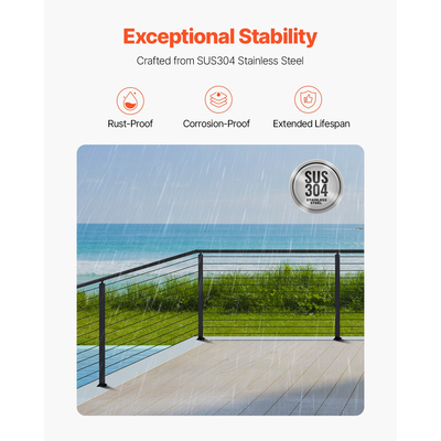 Στύλος κιγκλιδώματος καλωδίου VEVRO 42x1x2 ιντσών με τρύπες σε σχήμα L 1JZLGZXHS10607YXO001V0