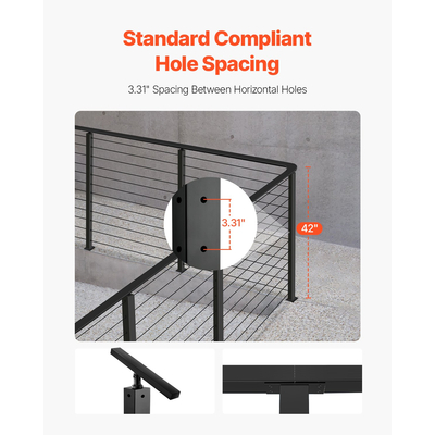 Στύλος κιγκλιδώματος καλωδίου VEVRO 42x1x2 ιντσών με τρύπες σε σχήμα L 1JZLGZXHS10607YXO001V0