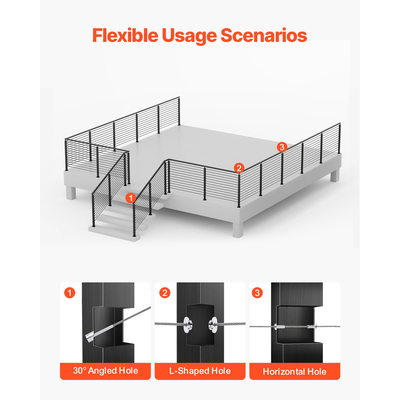 Στύλος κιγκλιδώματος καλωδίου VEVRO 42x1x2 ιντσών με τρύπες σε σχήμα L 1JZLGZXHS10607YXO001V0