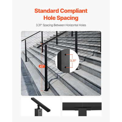 Στύλος κιγκλιδώματος καλωδίου VEVOR 42x2x2 In με γωνίες 30° 1JZLGZXHS106W3XAA001V0