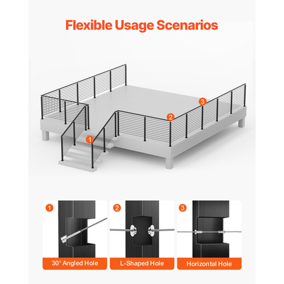 Στύλος κιγκλιδώματος καλωδίου VEVOR 42x2x2 In με γωνίες 30° 1JZLGZXHS106W3XAA001V0