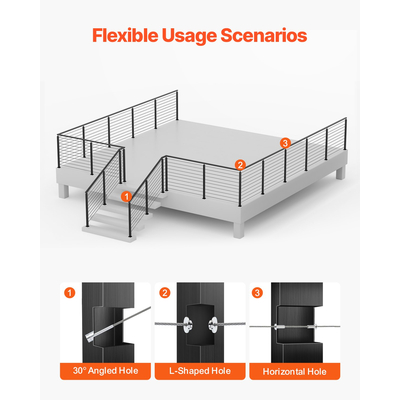 Στύλος κιγκλιδώματος καλωδίου VEVOR 36x1x2 ίντσες με γωνιακές οπές 30° 1JZLGZXHS91402OS1001V0