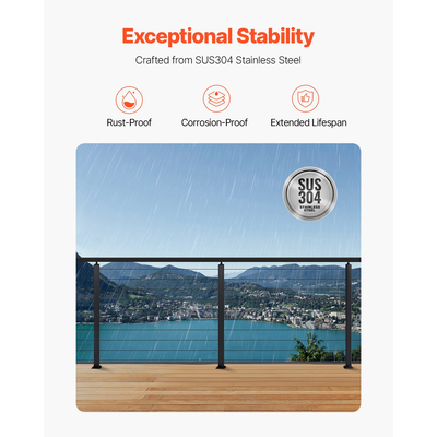 Στύλος κιγκλιδώματος καλωδίου VEVOR 36x2x2 ίντσες με οριζόντια οπή 1JZLGZXHS9148RVYS001V0