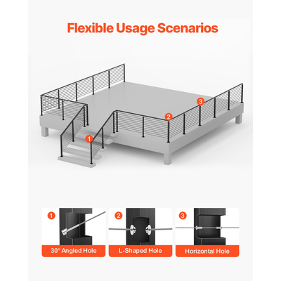 Στύλος κιγκλιδώματος καλωδίου VEVOR 36x2x2 ίντσες με οριζόντια οπή 1JZLGZXHS9148RVYS001V0