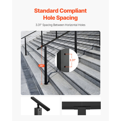 Στύλος κιγκλιδώματος καλωδίου VEVOR 36x2x2 in με γωνίες 30° 1JZLGZXHS914YIVIS001V0