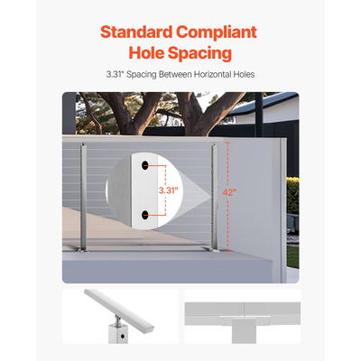 Στύλος κιγκλίδωμα καλωδίου VEVOR 42x2x2 ιντσών προ-τρυπημένος στύλος 1JZLGZXYS1061EF8W001V0