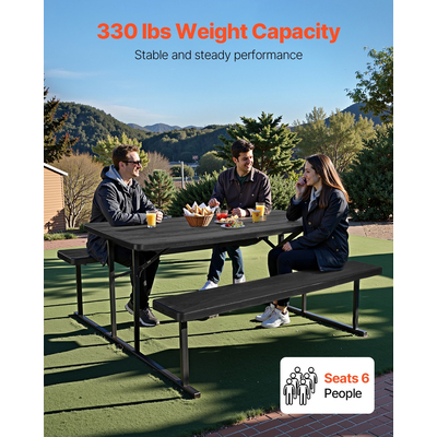 VEVOR Τραπέζι πικνίκ Πτυσσόμενο Ατσάλινο Τραπέζι Κάμπινγκ Καρέκλα Κήπου Εσωτερικός εξωτερικός χώρος