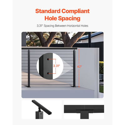 VEVOR Στύλος κιγκλιδώματος καλωδίων 42x1x2 ίντσες με οριζόντια οπή 4JZLGZXHS106REP67001V0