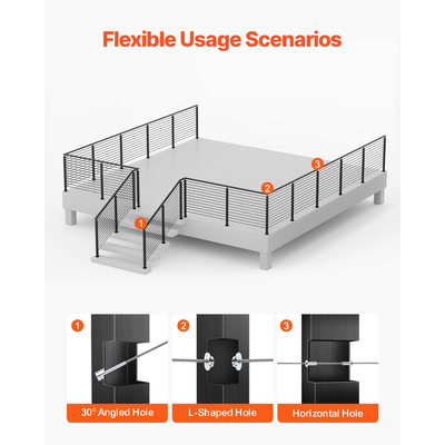 VEVOR Στύλος κιγκλιδώματος καλωδίων 42x1x2 ίντσες με οριζόντια οπή 4JZLGZXHS106REP67001V0