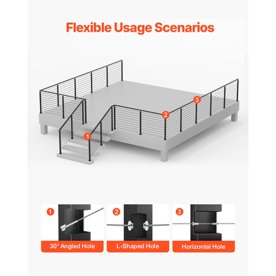 Στύλος κιγκλιδώματος καλωδίου VEVOR 36x2x2 ίντσες με οριζόντια οπή 4JZLGZXHS914MY65M001V0