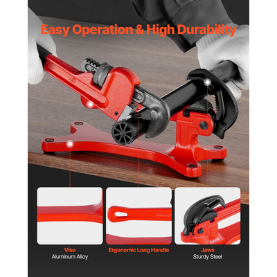 Pipe Vise φορητή ελαφριά μέγγενη σωλήνων αλουμινίου 1/8" έως 1-1/2" Χωρητικότητα