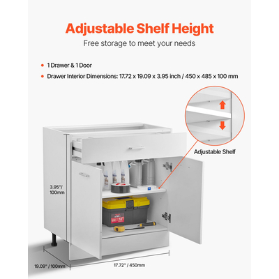 Βάση στήριξης VEVOR 90 εκ. Π x 40 εκ. Β x 90 εκ. Υ, έτοιμη για συναρμολόγηση με συρτάρι