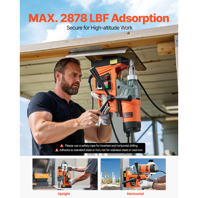 Magnetic Drill 1450W 2878 lbf Portable Mag Drill Press 2 in Boring Diameter