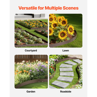 Ατσάλινες μπορντούρες τοπίου VEVOR, 5 τεμάχια, 39 x 3 ίντσες, ανθεκτικές στη σκουριά για αυλή, καφέ