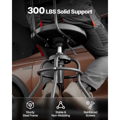 VEVOR Σκαμπό καταστήματος Ρυθμιζόμενο ύψος Γκαράζ Κάθισμα εργασίας 300 λίβρες φορτίο με πλάτη