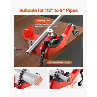 Βιδωτή μέγγενη αλυσίδας πάγκου 1/2 έως 8 ιντσών Χωρητικότητα σωλήνων αλυσίδας βαρέως τύπου