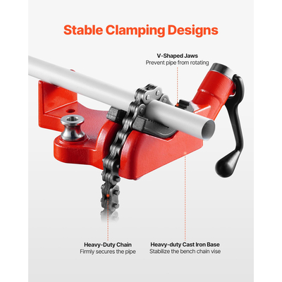 Βιδωτή μέγγενη αλυσίδας πάγκου 1/4 έως 6 ιντσών Χωρητικότητα σωλήνων αλυσίδας βαρέως τύπου