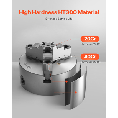 VEVOR 6 σε 3-Σαγόνι αυτοκεντρικό τσοκ τόρνου 1 1/2 in-8 Πλάκα στήριξης με σπείρωμα