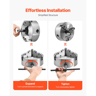 VEVOR 8 σε 3-Jaw Self-centring Lathe Chuck 2 1/4 in-8 Backing Plate με σπείρωμα
