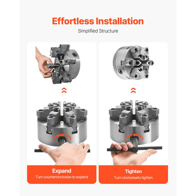 VEVOR 6 σε 6 σιαγόνες αυτοκεντριζόμενο τσοκ τόρνου με πλάκα στήριξης κλειδαριάς κάμερας D1-4