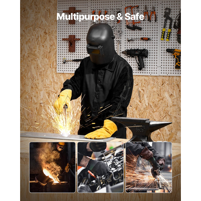 Μπουφάν συγκόλλησης VEVOR FR, μέγεθος XL, από ανθεκτικό δέρμα αγελάδας και βαμβάκι 9oz FR