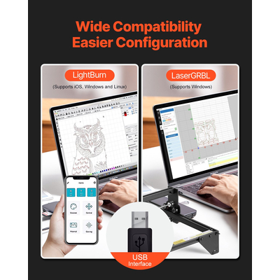 Μηχανή χάραξης λέιζερ VEVOR 5W με συμπιεσμένη προστασία ματιών